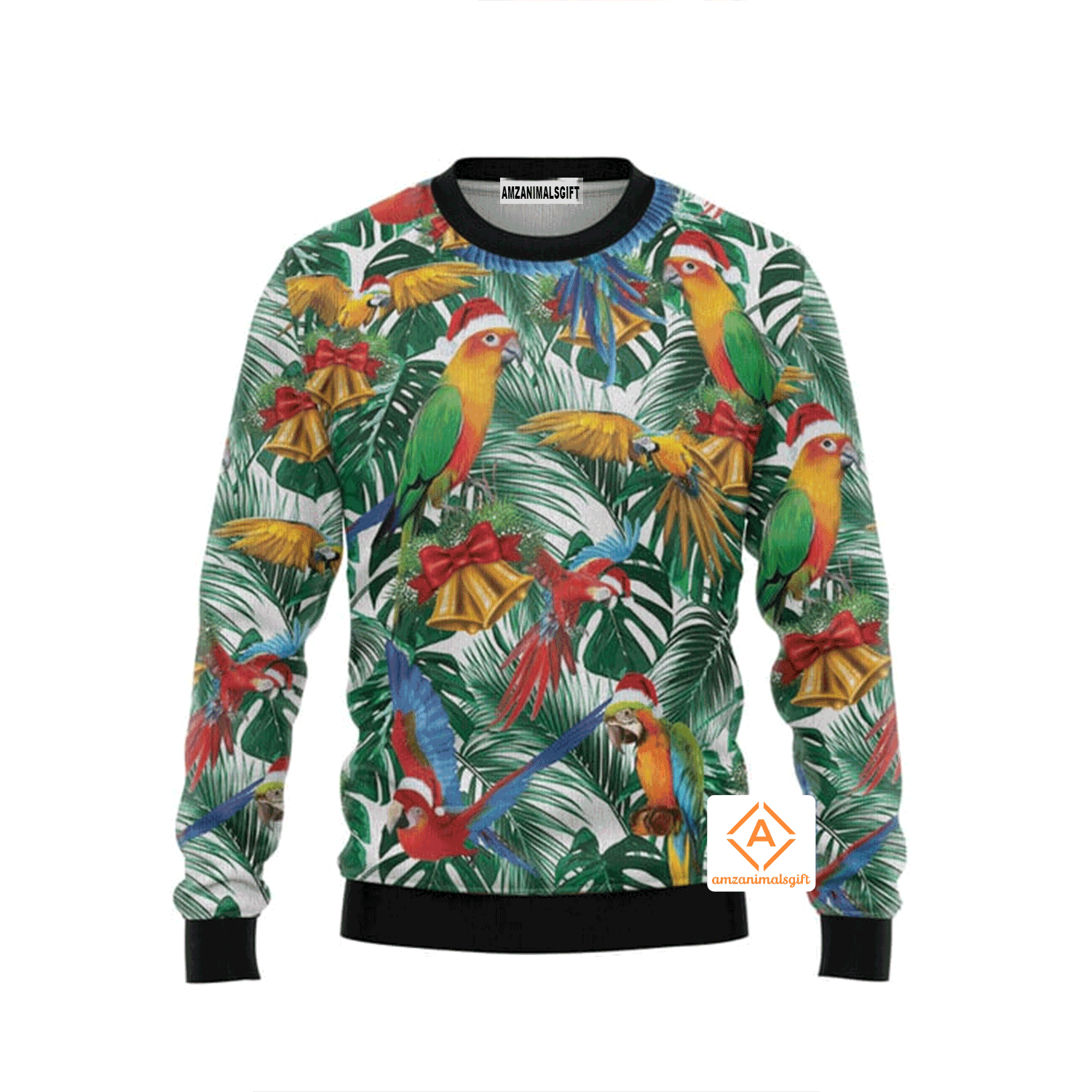 Parrot Love Xmas Christmas Sweater Tropical Leaf, Ugly Sweater For Men & Women, Perfect Outfit For Christmas New Year Autumn Winter