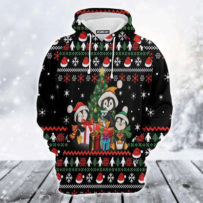 Penguin Premium Christmas Hoodie, Penguin Christmas Tree Unisex Hoodie For Men & Women - Perfect Gift For Christmas, Penguin Lover