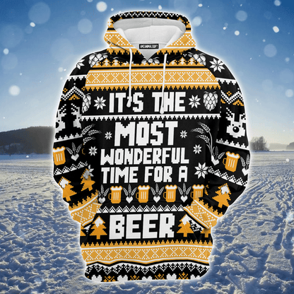 Beer Xmas Premium Christmas Hoodie, It's The Most Wonderful Time For a Beer Unisex Hoodie For Men & Women - Perfect Gift For Christmas, Beer Lovers