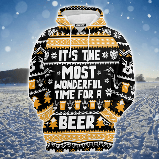 Beer Xmas Premium Christmas Hoodie, It's The Most Wonderful Time For a Beer Unisex Hoodie For Men & Women - Perfect Gift For Christmas, Beer Lovers