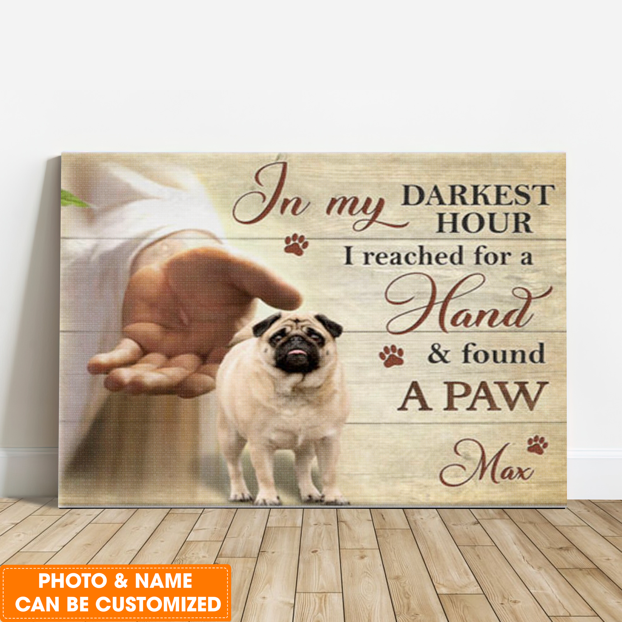Personalized Dog Landscape Canvas, Custom Canvas Prints Memorial Pet Photo In my darkest hour Wall Art, Perfect Gift For Pet Lovers, Friend, Family