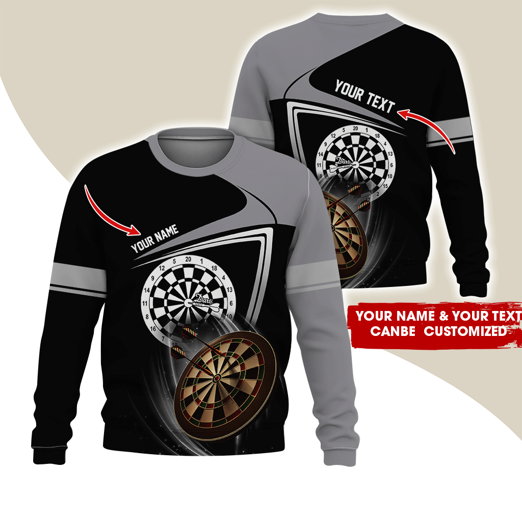 Customized Darts Sweatshirt, Personalized Name & Text Sweatshirt, Darts Pattern Sweatshirt, Perfect Gift For Darts Lovers, Darts Player