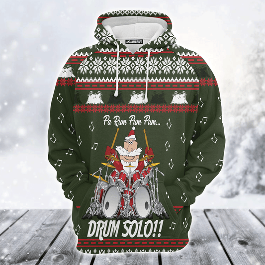 Santa Drum Premium Christmas Hoodie, Funny Santa Drum Solo Unisex Hoodie For Men & Women - Perfect Gift For Christmas, Friends, Family