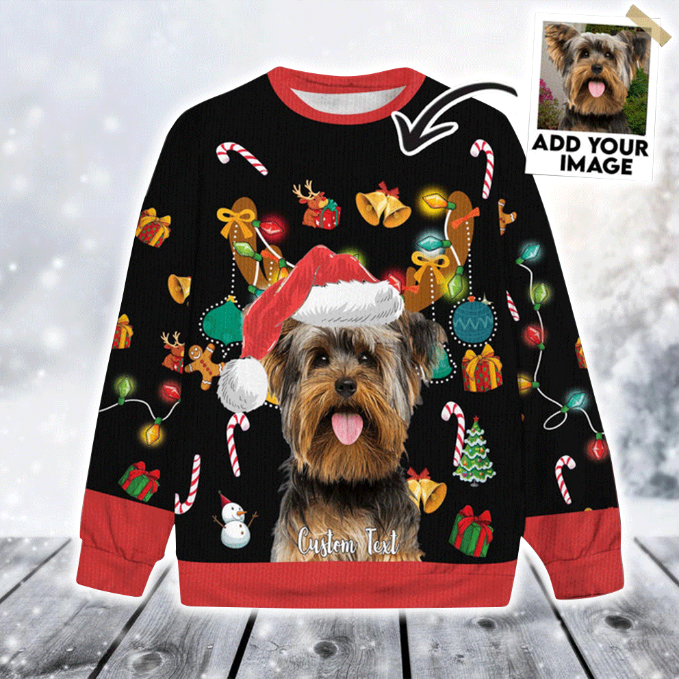 Custom Pet Sweater - Personalized Pet Photo Ugly Sweater, Funny Sweater Jingle Bells Black Color, Custom Sweater For Dog Lovers, Friend, Family