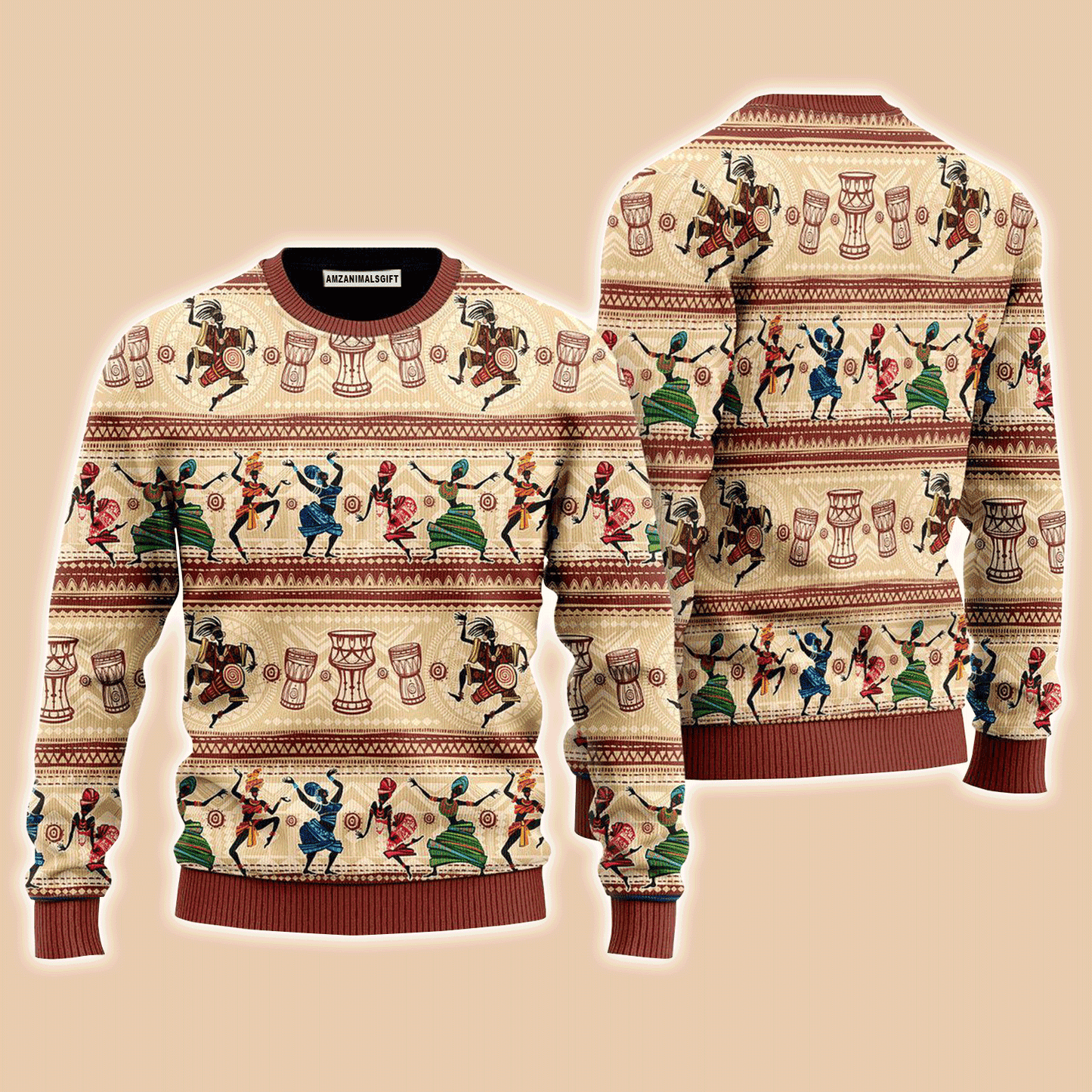 African Dancing On Ethnic Sweater, Ugly Sweater For Men & Women, Perfect Outfit For Christmas New Year Autumn Winter