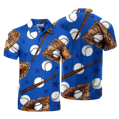 Baseball Men Polo Shirt, Baseball Lover Sport Royal Blue Polo Shirt For Men, Perfect Polo Shirt For Baseball Lovers