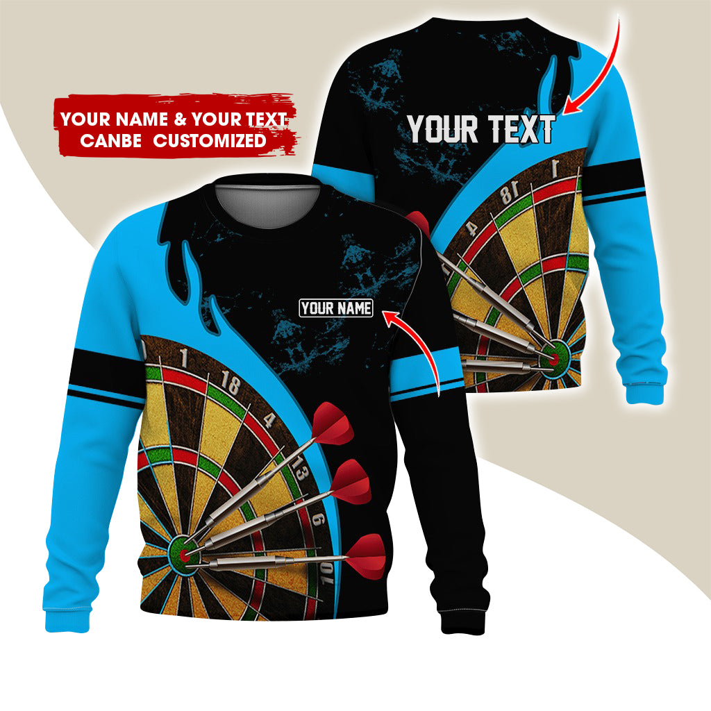 Customized Name & Text Darts Sweatshirt, Personalized Yellow Dartboard Sweatshirt For Men & Women - Gift For Darts Lovers, Darts Players