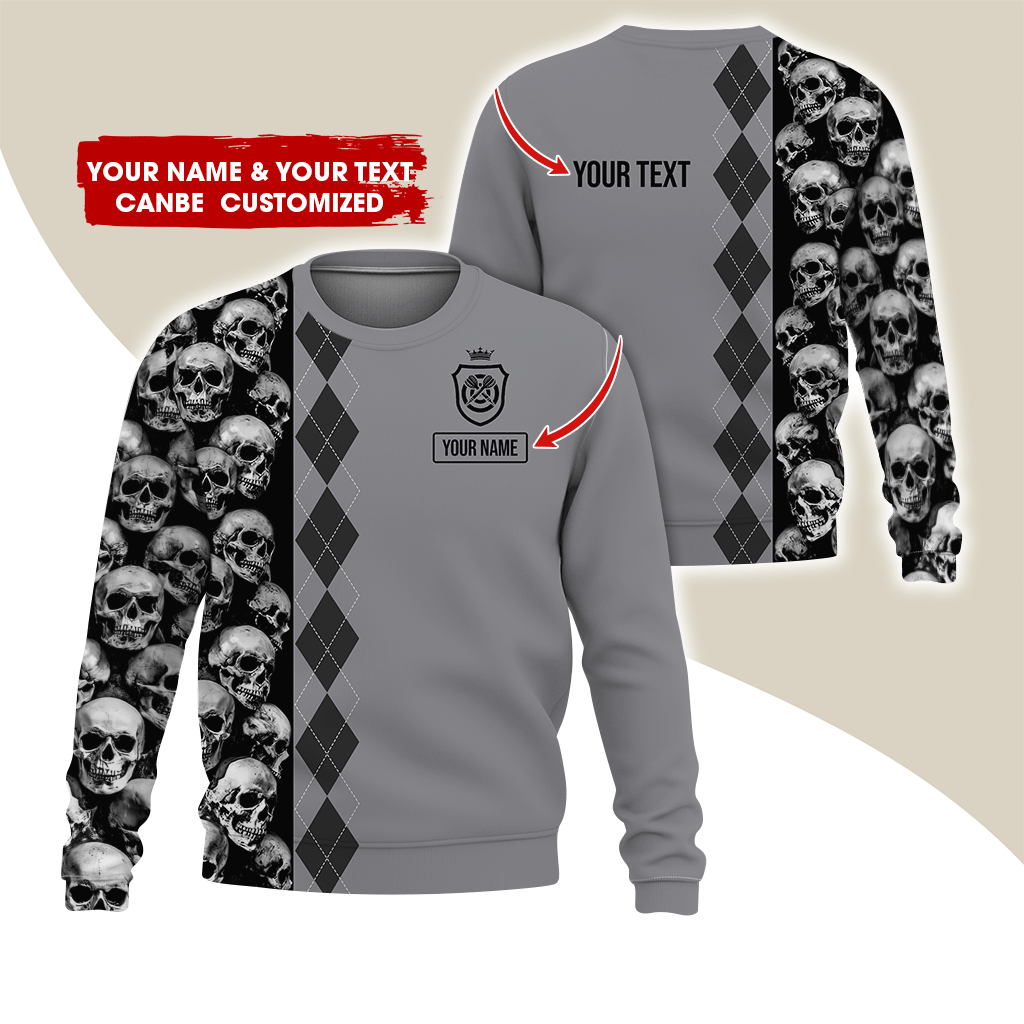 Customized Name Darts Sweatshirt, Skulls & Rhombus Pattern Shirts For Men & Women, Custom Your Shirts - Gift For Darts Lovers, Friend, Family
