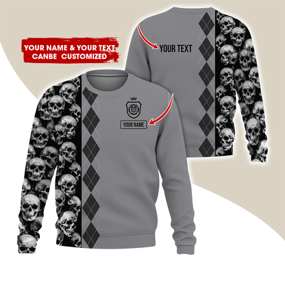 Customized Name Darts Sweatshirt, Skulls & Rhombus Pattern Shirts For Men & Women, Custom Your Shirts - Gift For Darts Lovers, Friend, Family