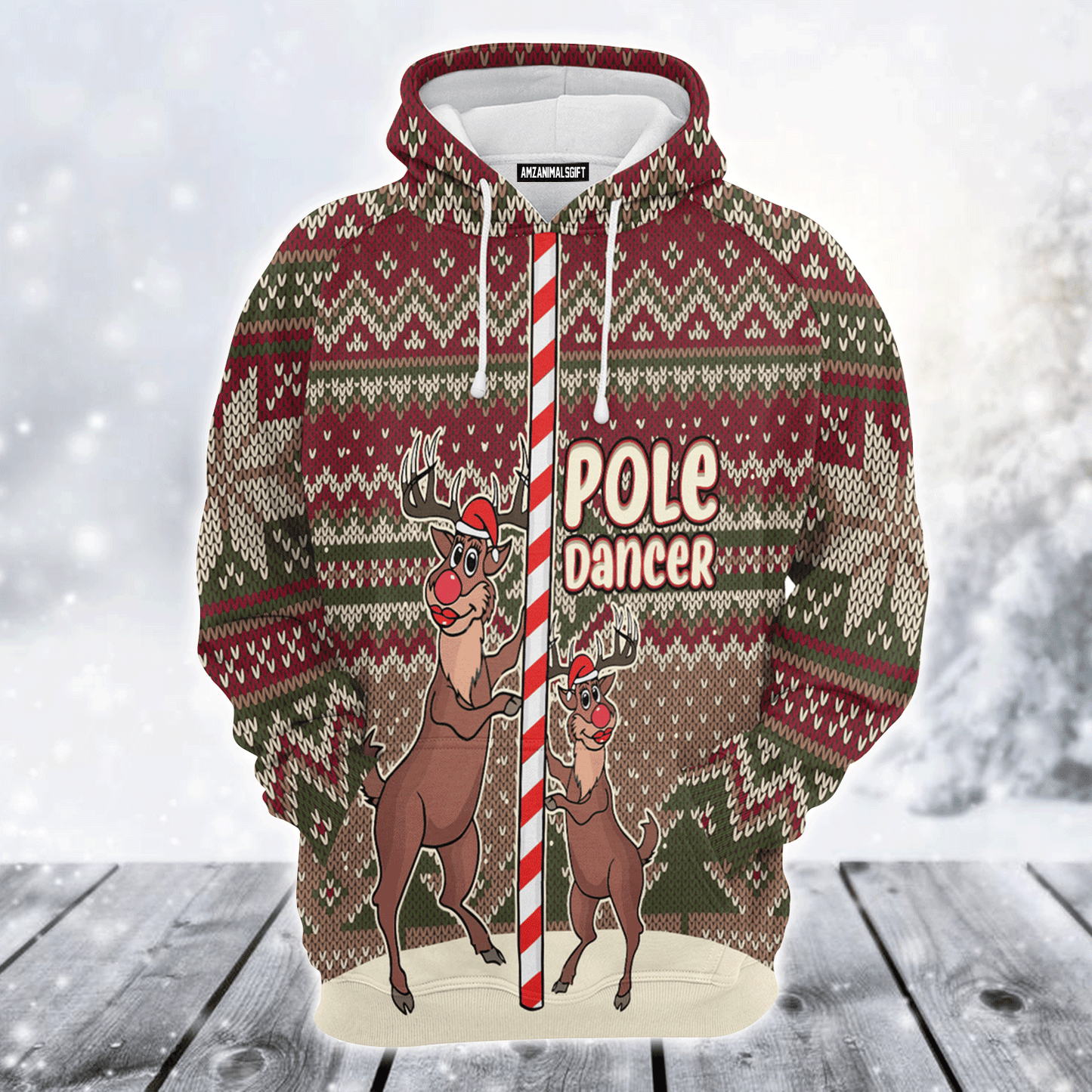 Reindeer Premium Christmas Hoodie, Reindeer Pole Dancer Christmas Hoodie For Men & Women - Perfect Gift For Christmas, Reindeer Lover