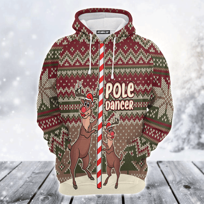 Reindeer Premium Christmas Hoodie, Reindeer Pole Dancer Christmas Hoodie For Men & Women - Perfect Gift For Christmas, Reindeer Lover