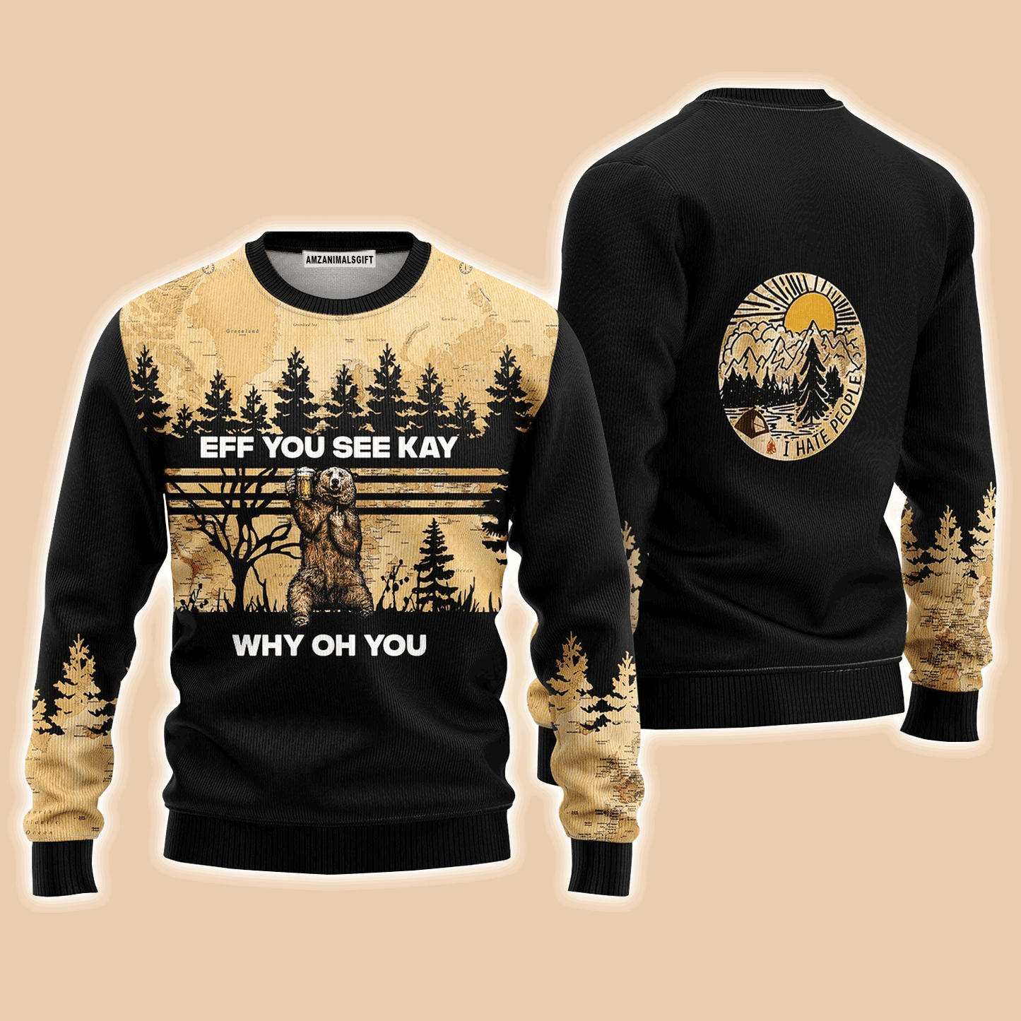 Eff Bear Beer Sweater You See Kay Why Oh You, Ugly Sweater For Men & Women, Perfect Outfit For Christmas New Year Autumn Winter