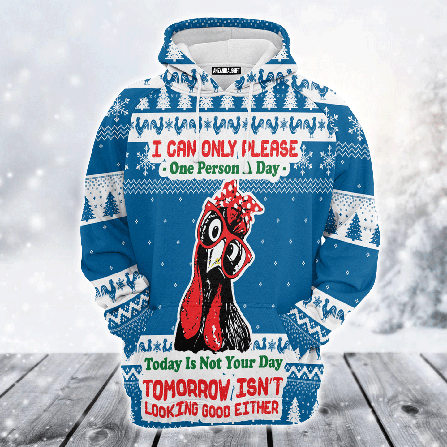 Chicken Premium Christmas Hoodie, I Can Only Please One Person A Day Unisex Hoodie For Men & Women - Perfect Gift For Christmas, Chicken Lover