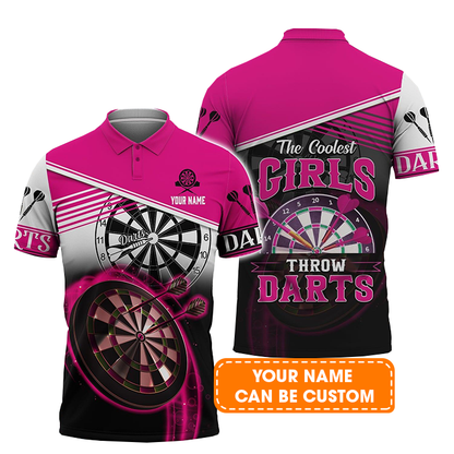 Darts Custom Name Men Polo Shirt, Personalized Jersey Men Polo Shirt For Darts Team Player Tad, Darts Lovers, The Coolest Girls Throw Darts