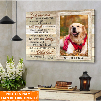 Personalized Dog Landscape Canvas, Wooden Window Canvas, Custom Your Pet Photo, Perfect Gift For Dog Lovers, Friend, Family