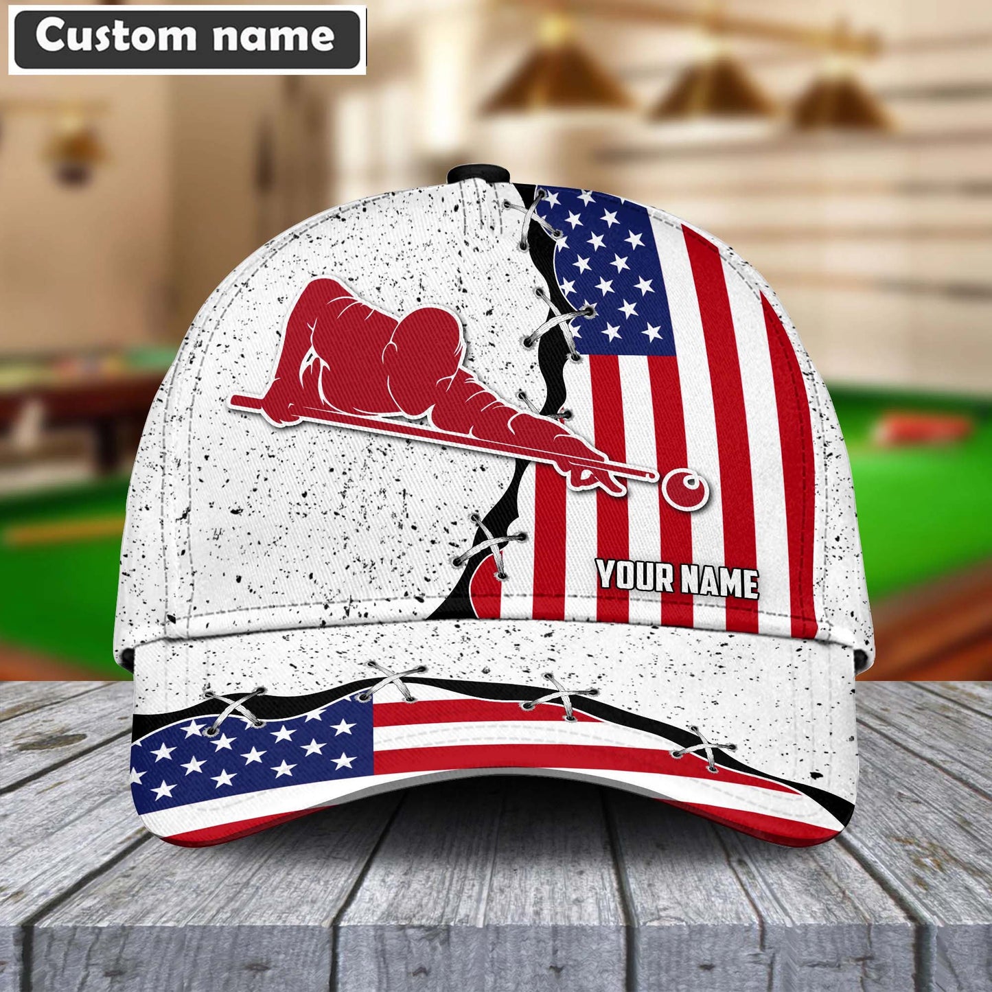 Customized Billiard Cap, Billiard Pools Player USA Flag Personalized Name Hats, Best Billiard Pool Hat For Billiard Players
