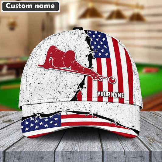 Customized Billiard Cap, Billiard Pools Player USA Flag Personalized Name Hats, Best Billiard Pool Hat For Billiard Players