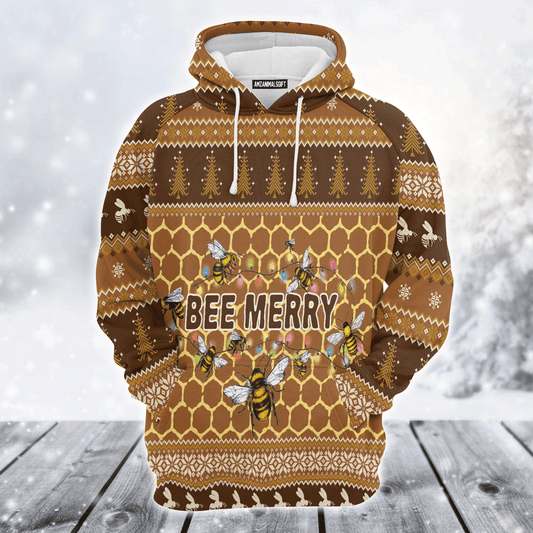 Bee Premium Christmas Hoodie, Bee Merry Christmas Unisex Hoodie For Men & Women - Perfect Gift For Christmas, Bee Lover