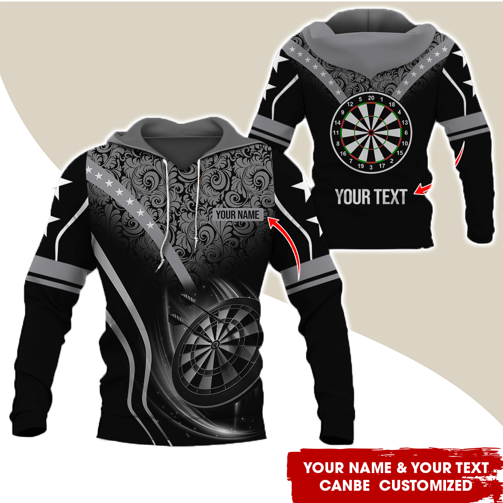 Customized Name & Text Darts Premium Hoodie, Tropical Leaves & Darts Pattern For Men & Women Hoodie, Perfect Gift For Darts Lovers, Darts Player