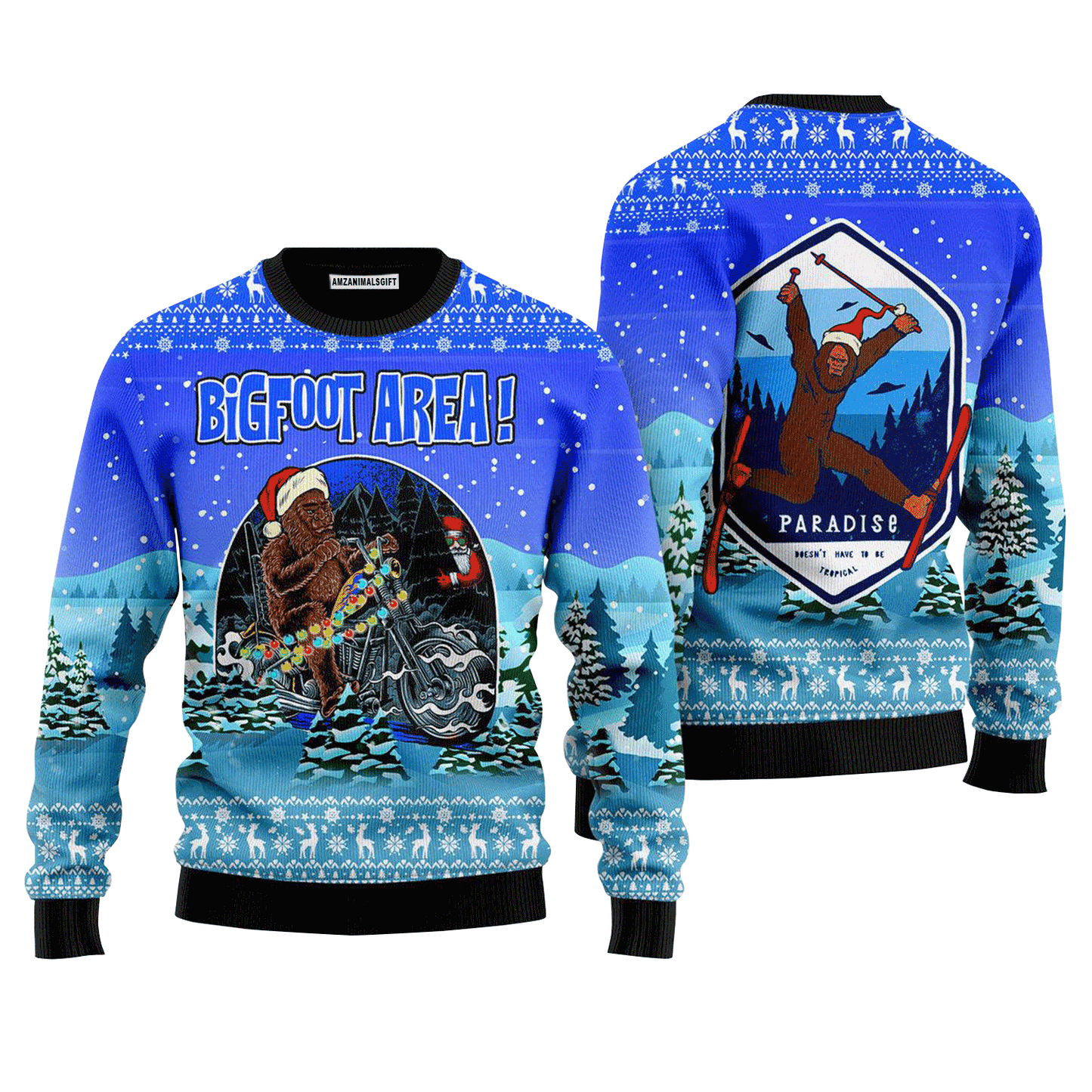 Bigfoot Area Motobike Sweater, Ugly Christmas Sweater For Men & Women, Perfect Outfit For Christmas New Year Autumn Winter