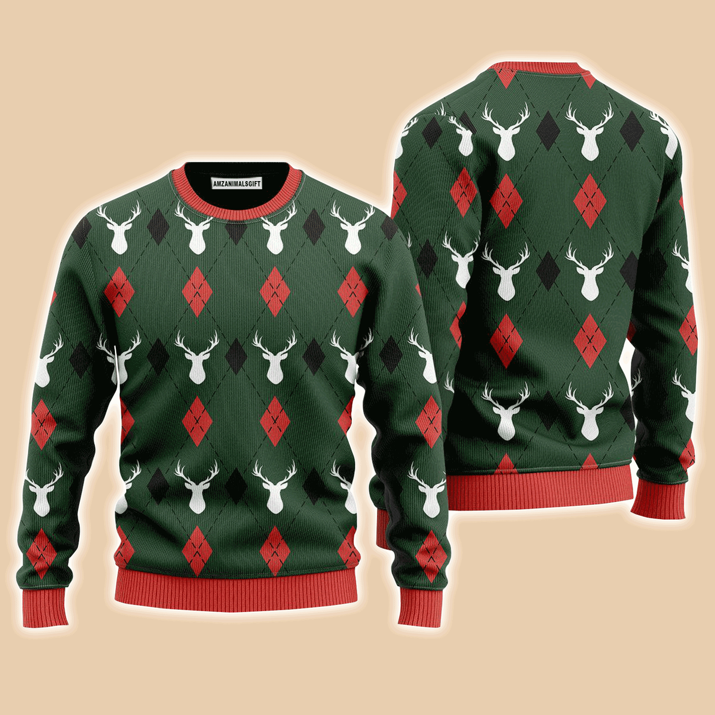 Green Reindeers Sweater, Ugly Sweater For Men & Women, Perfect Outfit For Christmas New Year Autumn Winter