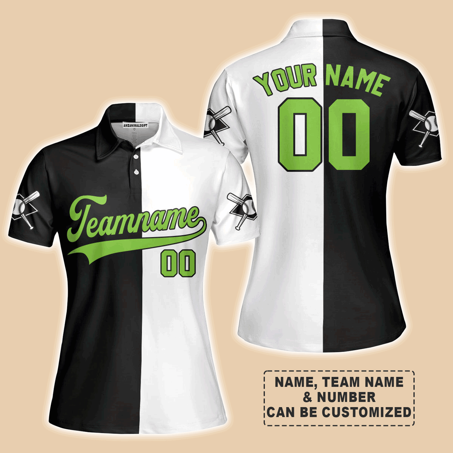 Customized Baseball Women Polo Shirt, Canada Baseball Logo Black White Custom Polo Shirt - Perfect Polo Shirt For Women, Baseball Lovers