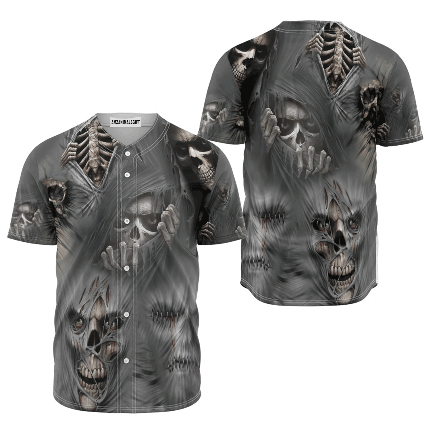 Skull Baseball Jersey Shirt - Skull What Scares You Excites Me Baseball Jersey Shirt For Baseball Lover