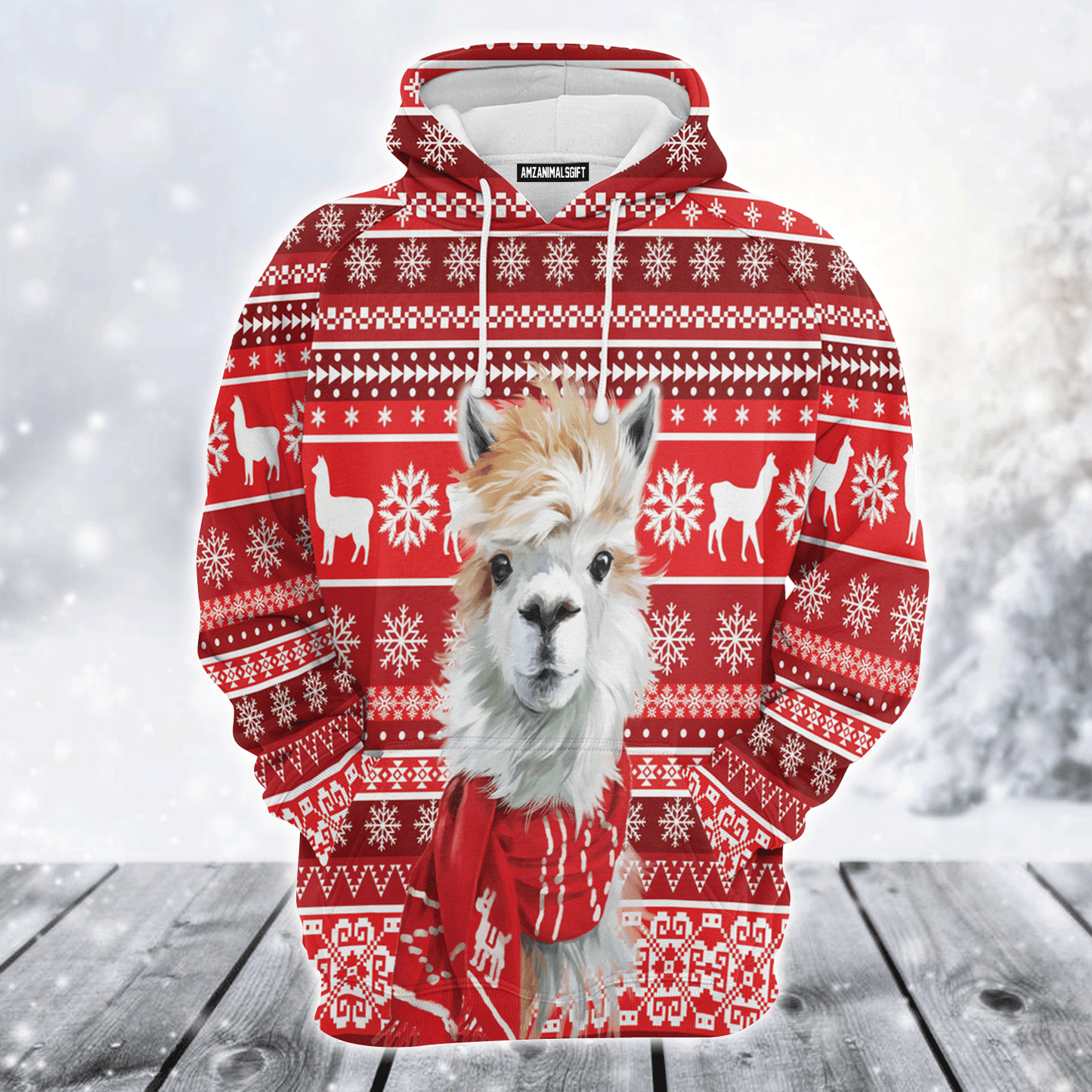 Llama Premium Christmas Hoodie, Cute Festive Llama Unisex Hoodie For Men & Women - Perfect Gift For Christmas, Llama Lover