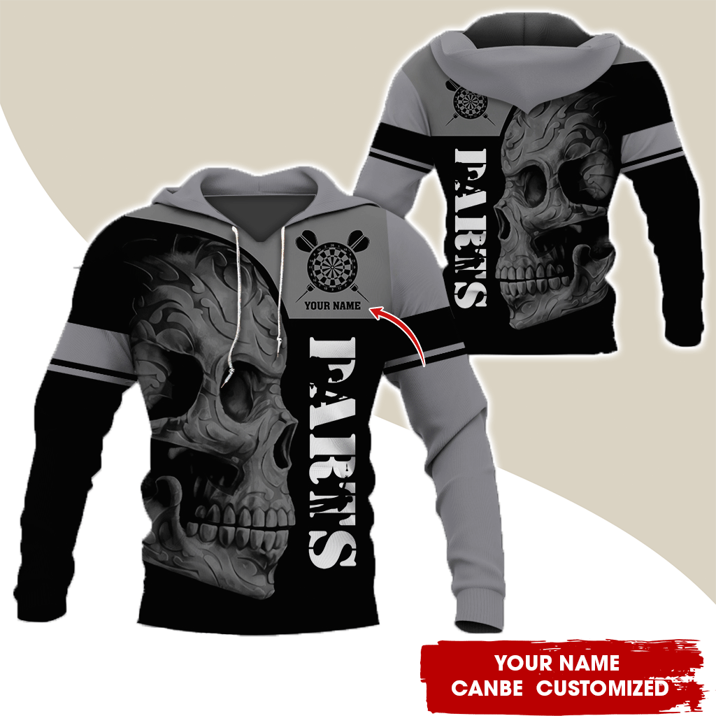Personalized Darts Skull Premium Hoodie, Darts Pattern Hoodie For Men & Women, Perfect Gift For Darts Lovers, Friend, Family
