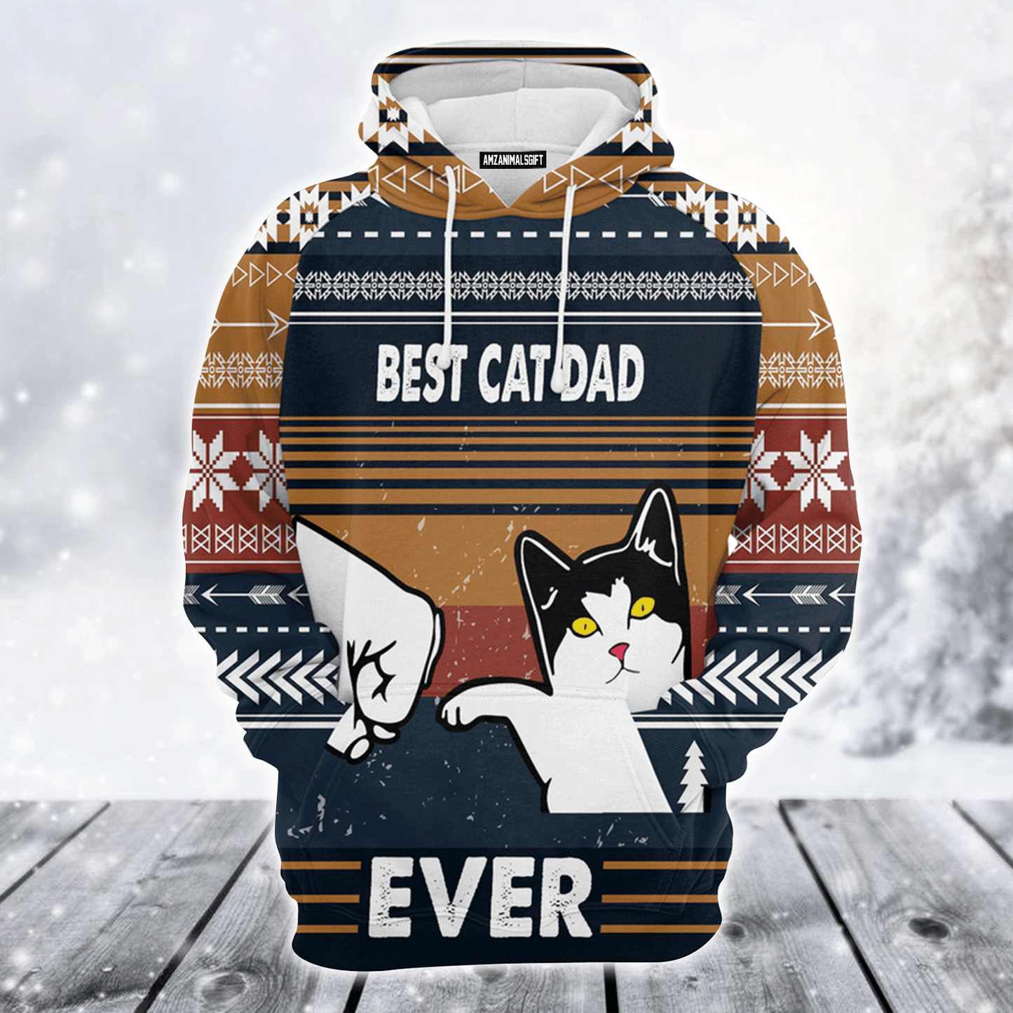 Cat Xmas Premium Christmas Hoodie, Best Cat Dad Ever Unisex Hoodie For Men & Women - Perfect Gift For Christmas, Cat Lovers