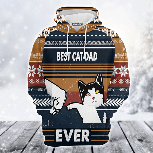 Cat Xmas Premium Christmas Hoodie, Best Cat Dad Ever Unisex Hoodie For Men & Women - Perfect Gift For Christmas, Cat Lovers