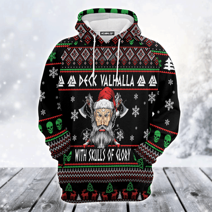 Viking Premium Christmas Hoodie, Viking Deck Valhalla With Skulls Of Glory Unisex Hoodie For Men & Women - Perfect Gift For Christmas, Friends, Family