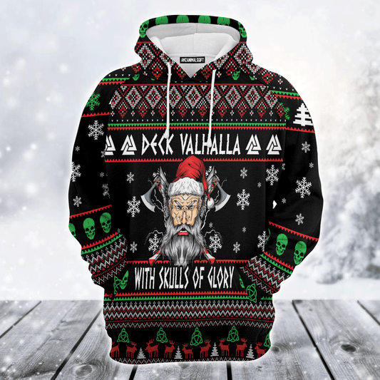 Viking Premium Christmas Hoodie, Viking Deck Valhalla With Skulls Of Glory Unisex Hoodie For Men & Women - Perfect Gift For Christmas, Friends, Family
