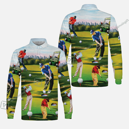 Golf Men Long Polo Shirt - Golf Men, Golf Cart Long Polo Shirt - Perfect Gift For Men & Women, Golf Lover