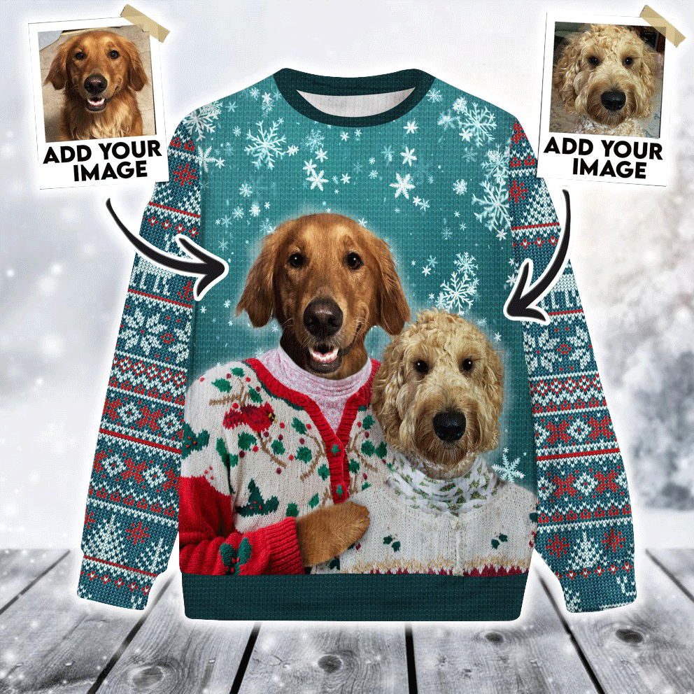 Custom Pet Ugly Sweater - Personalized Mutiple Pets Face on Funny Ugly Sweater, Custom knit sweaters For Dog Lovers, Friend, Family