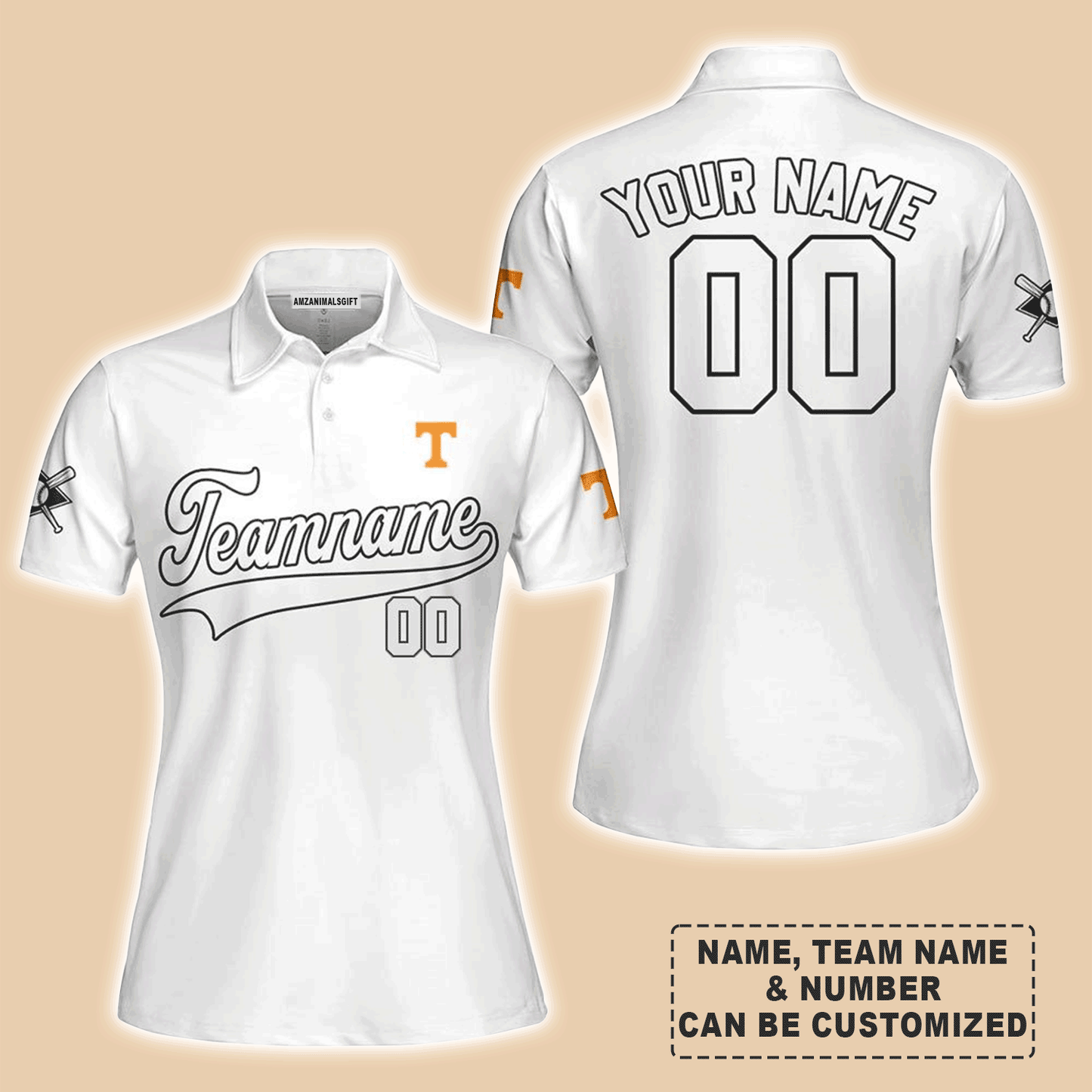 Customized Baseball Women Polo Shirt, Indiana Baseball Logo White Custom Polo Shirt - Perfect Polo Shirt For Women, Baseball Lovers