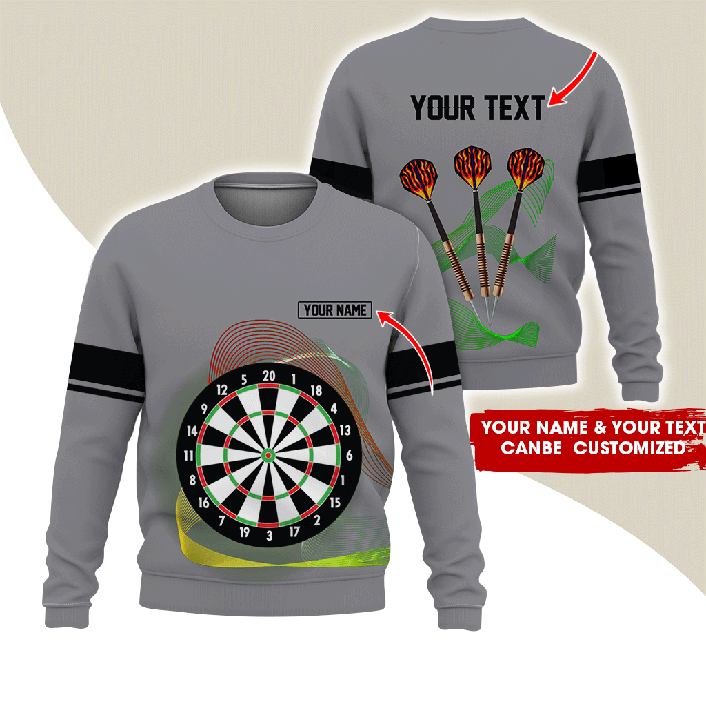 Customized Darts Sweatshirt, Personalized Name & text Sweatshirt,Black Line Pattern Sweatshirt For Men & Women, Perfect Gift For Darts Lovers, Friend, Family
