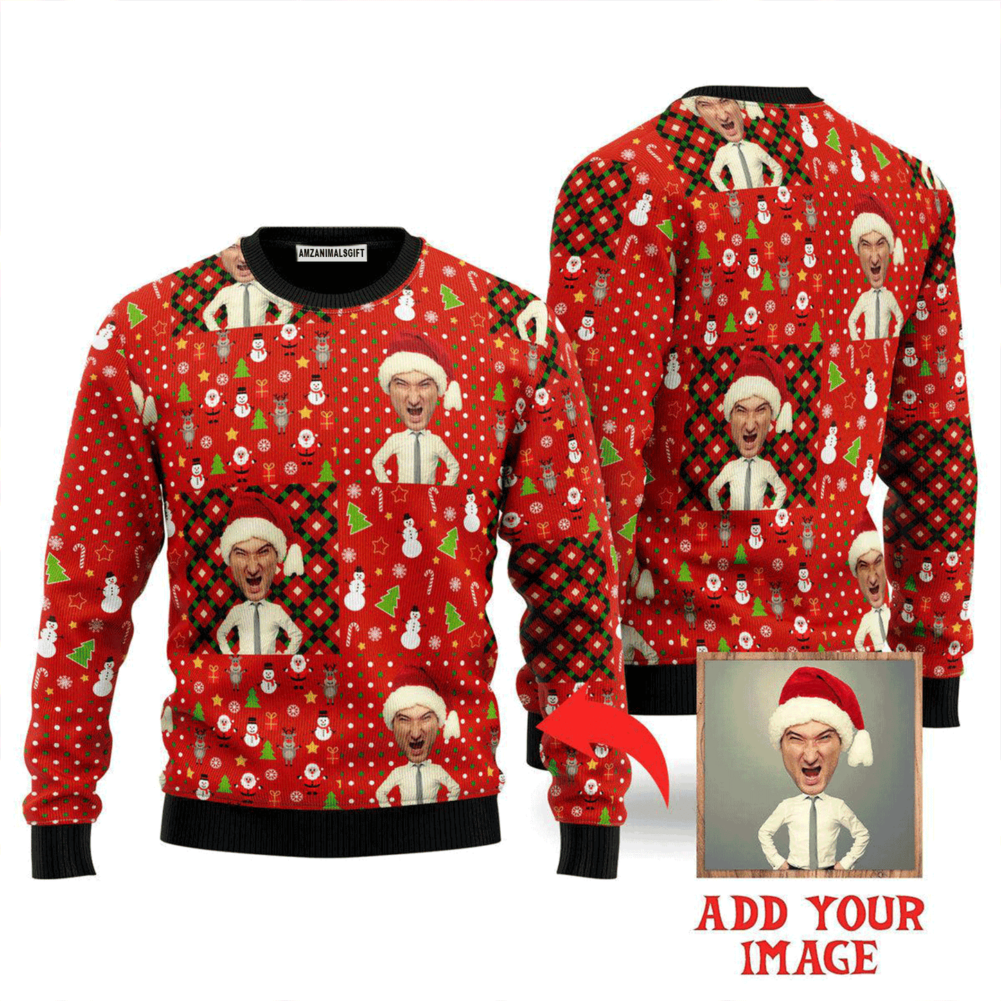 Custom Funny Face With Bright Christmas Sweater, Ugly Sweater For Men & Women, Perfect Outfit For Christmas New Year Autumn Winter