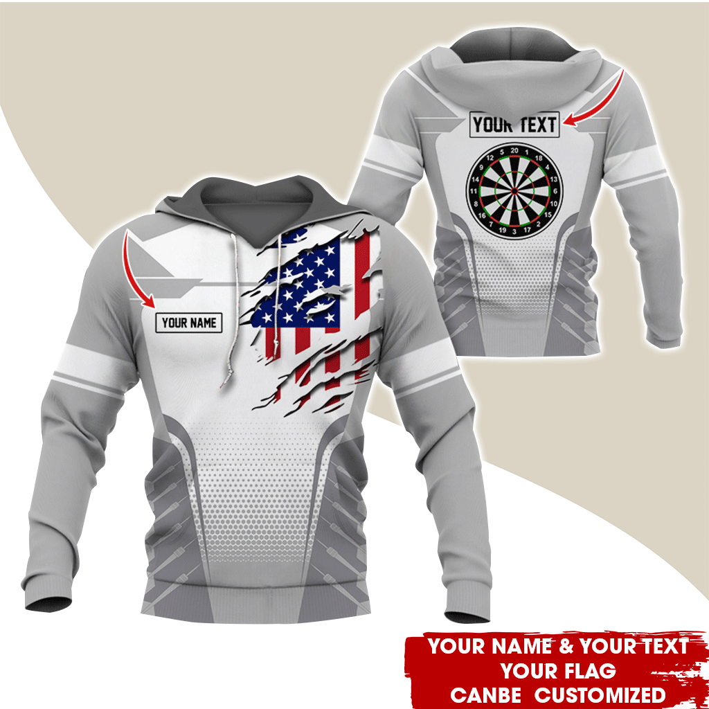 Customized Name & Text Darts Premium Hoodie, Custom Your Flag & Darts Hoodie, Perfect Gift For Darts Lovers, Darts Player