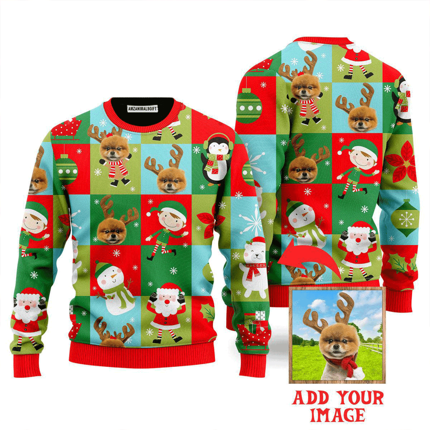 Custom Funny Dog With Christmas Sweater, Ugly Sweater For Men & Women, Perfect Outfit For Christmas New Year Autumn Winter