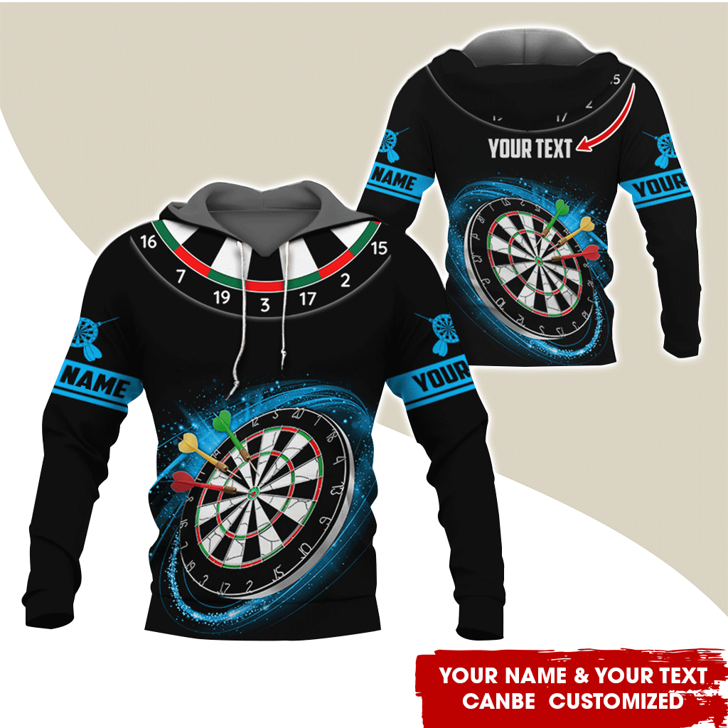 Customized Name & Text Darts Premium Hoodie, Darts Pattern Black Hoodie, Perfect Gift For Darts Lovers, Friend, Family