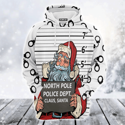 Santa Premium Christmas Hoodie, Funny Santa Arrested By North Pole Police Unisex Hoodie For Men & Women - Perfect Gift For Christmas, Santa Lover