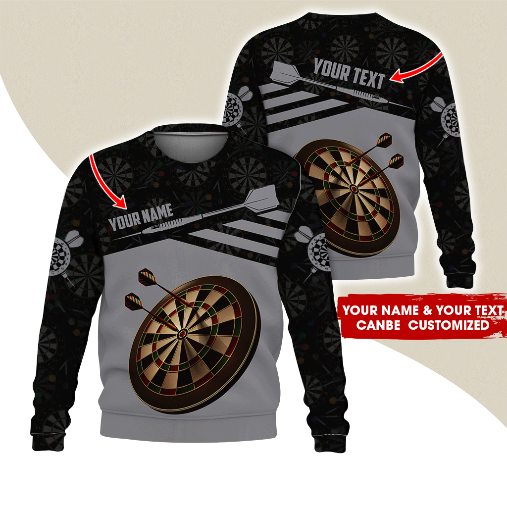 Customized Name Darts Sweatshirt, Custom Name Darts Shirts With Darts Pattern - Gift For Darts Lovers, Friend, Family
