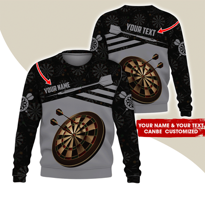 Customized Name Darts Sweatshirt, Custom Name Darts Shirts With Darts Pattern - Gift For Darts Lovers, Friend, Family