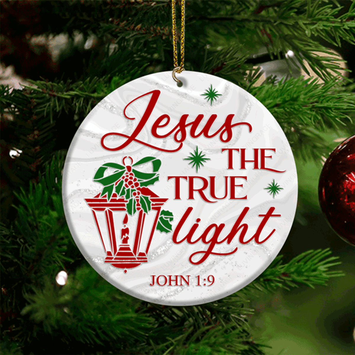 Custom Jesus Acrylic Ornament, Personalized Christmas Lantern The True Light Acrylic Ornament For Christian, Holiday Decor