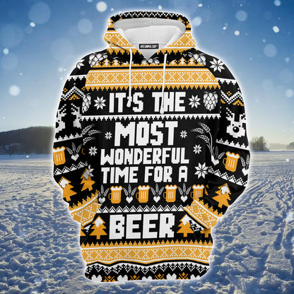 Beer Christmas Premium Hoodie, It's The Most Wonderful Time For A Beer Unisex Hoodie For Men & Women -  Perfect Gift For Christmas, Friends, Family