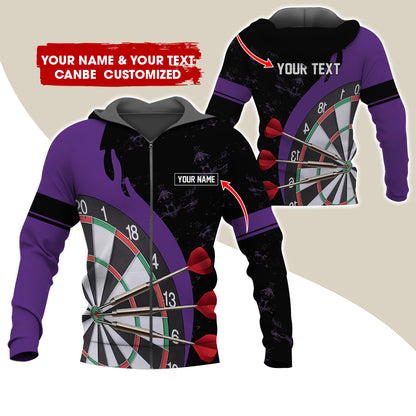 Personalized Name & Text Darts Premium Zip Hoodie, Custom Name Darts Team Zip Hoodie For Men & Women - Gift For Darts Lovers, Darts Players