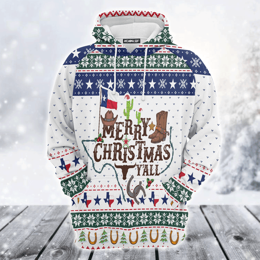 Texas Premium Christmas Hoodie, Texas Merry Christmas Y'all Unisex Hoodie For Men & Women - Perfect Gift For Christmas, Texas Lover