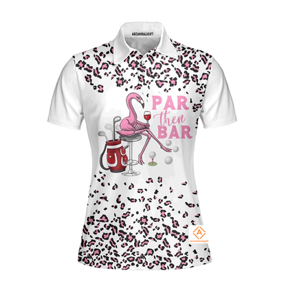 Women Golf Polo Shirt, Pink Leopard Par Then Bar Flamingo Women Golf Polo Shirt For Women - Perfect Gift For Golf Lover