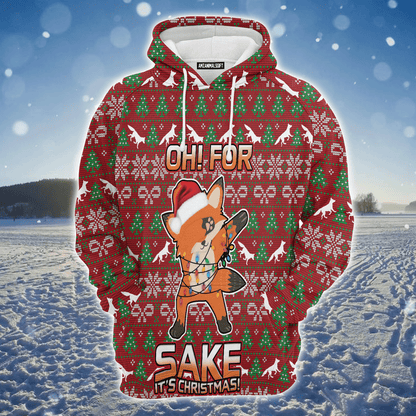 Fox Premium Christmas Hoodie, Oh For Fox Sake  It's Christmas Unisex Hoodie For Men & Women - Perfect Gift For Christmas, Friends, Family